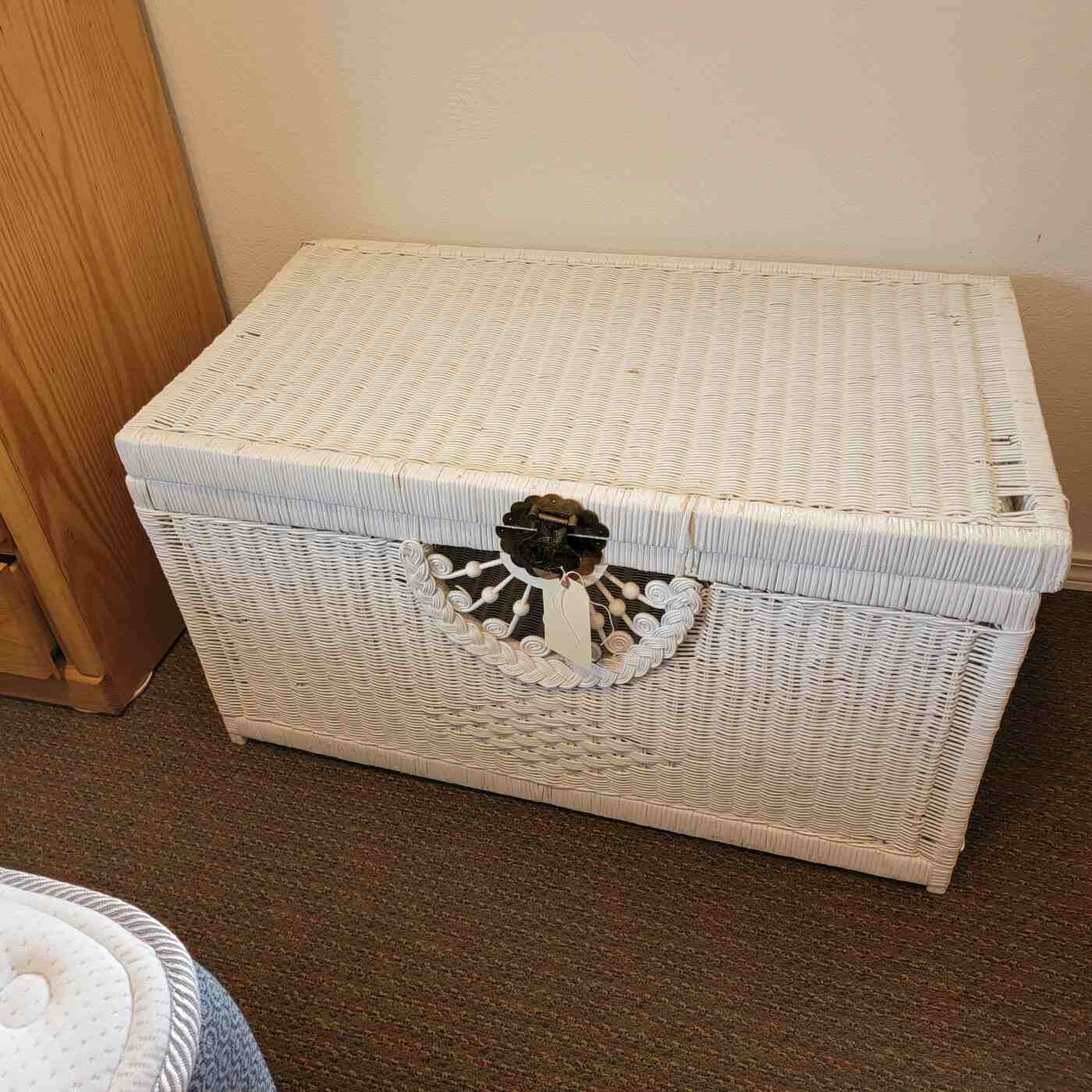 White Wicker Chest Serenity House of Clallam County