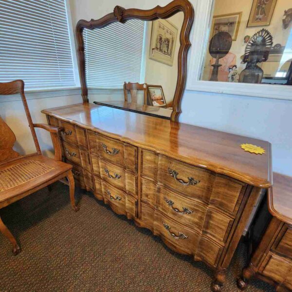 French Style Serpentine Dresser with Mirror