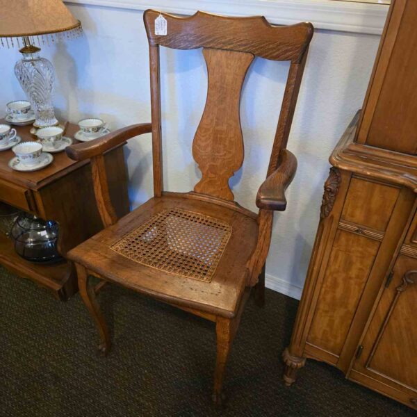 Oak Cane Vintage Chair - Image 4