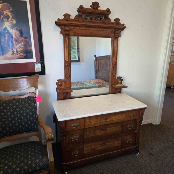 Victorian Marble Top Dresser with Mirror