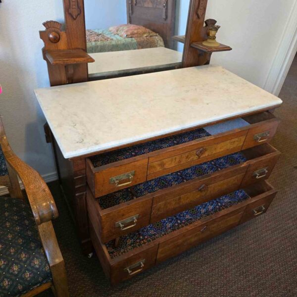 Victorian Marble Top Dresser with Mirror - Image 2