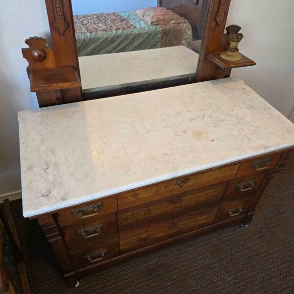 Victorian Marble Top Dresser with Mirror - Image 5