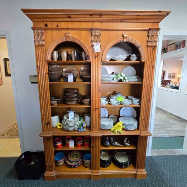 Double Arch Pine Bookcase