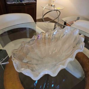 Murano-style Open Clam Shell Glass Bowl