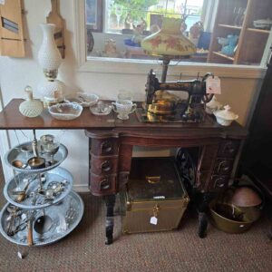 Vintage Sewing Machine and Cabinet