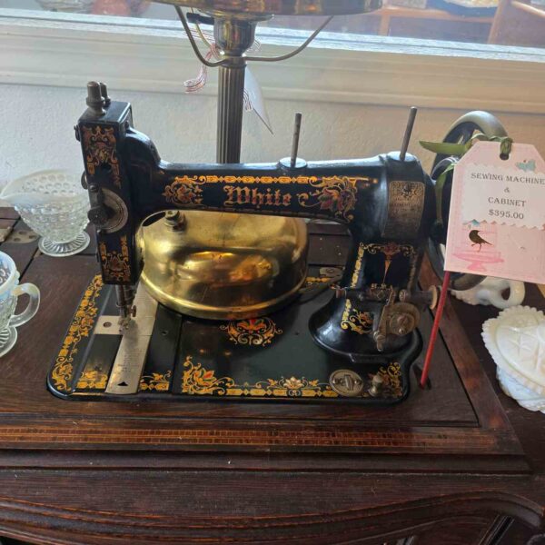 Vintage Sewing Machine and Cabinet - Image 2