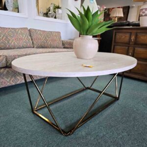 Metal & White Laminate Wood Coffee Table