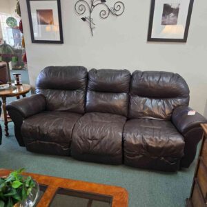 Black Leather Double Recliner Couch