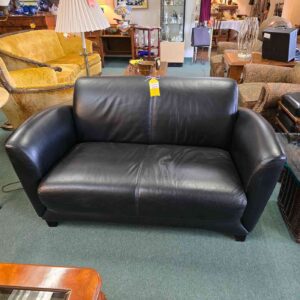Black Faux Leather Love Seat