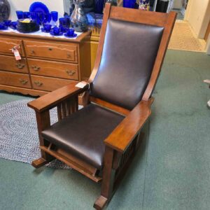 Wood & Leather Rocking Chair