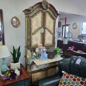 Venetian Style Hand Painted Secretary Desk with Hutch